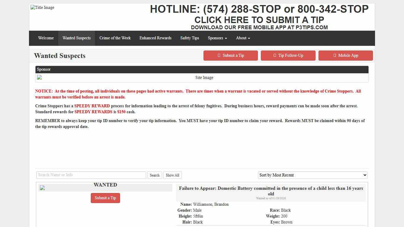 Wanted Suspects - Michiana Crime Stoppers, Inc.